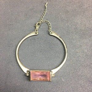 Rectangle Rhinestone Bracelet Silver Pink Segmented Retro BoHo Barbie Soft Girl